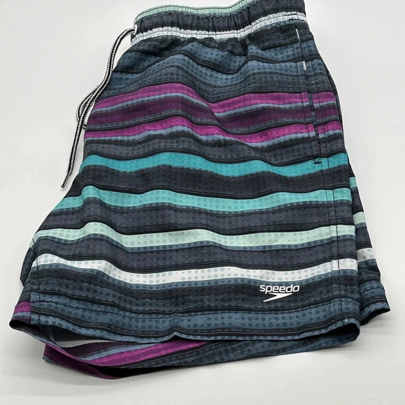 Speedo Men's 5.5" Volley Anthracite Cliff Stripe Swim Trunk Size M - Picture 9 of 9